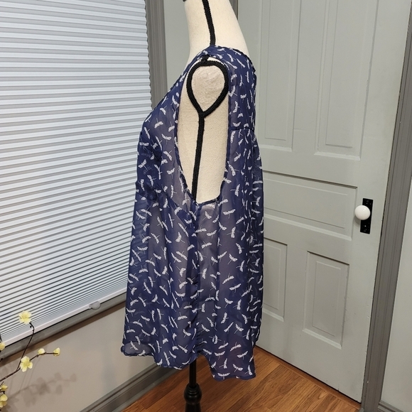 TORRID Navy Dragonfly Chiffon Tank - Picture 4 of 5